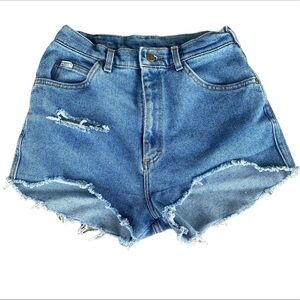 Vintage Lee Riders High Waist Mom Short Size 10 Distressed Denim Cutoff USA Made
